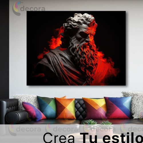 Cuadro Canvas Escultura Dios Griego Colores 60x90 Esc11