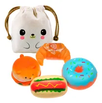Comprar 4 Squishy Hamburguesa Pancho Medialuna Dona C\u002Fbolsita Kawaii