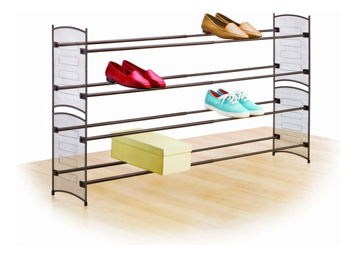 Lynk Expandable 2 Tier Stackable Shoe Rack - Steel Mesh Sho.