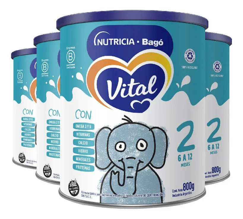 Leche En Polvo Vital Infantil 2 Lata 800 Gr (Pack 4 unidades)