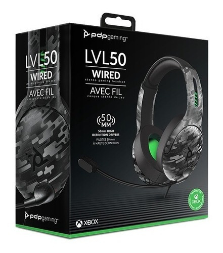 Fone de ouvido estéreo Lvl 50 Black Camo (pdp) Xbox One/Series X