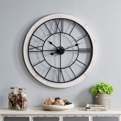 Reloj De Pared Timeworn Cottage, 27 , Whitewash, Negro Envej