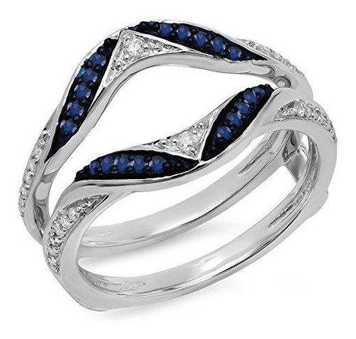 Dazzlingrock Colección 10k Redondo Azul Zafiro Y Diamante Bl