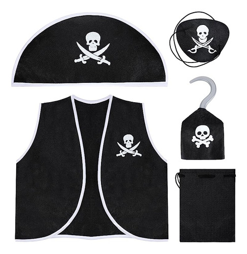 Juego 5 Piezas Disfraz Pirata Para Niños Con Sombrero Pirata
