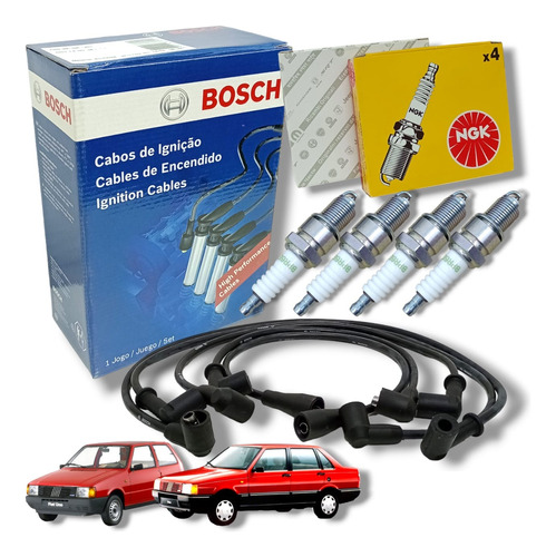 Cables De Bujia Bosch + Bujias Ngk Fiat Duna Uno Motor Tipo 1.6