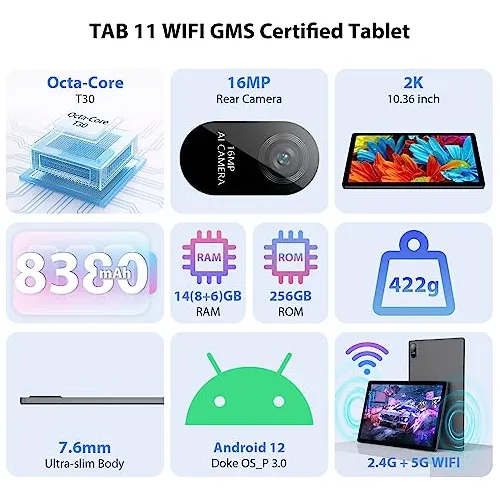 Tableta Blackview Tab 11 Wifi De 10.36 Pulgadas, 8 Gb+256 Gb