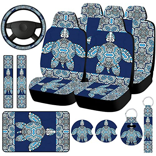 15 Pcs Colorful Print Car Seat Covers Full Set Front An...