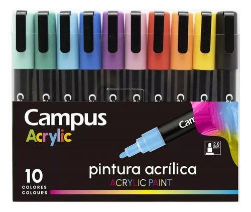 Set Marcador De Pintura Acrilica Campus X 10 Colores