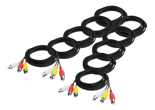 Cable 3x3 Clip Rca Conector Macho  1.5 Metros X 10 Unidades 