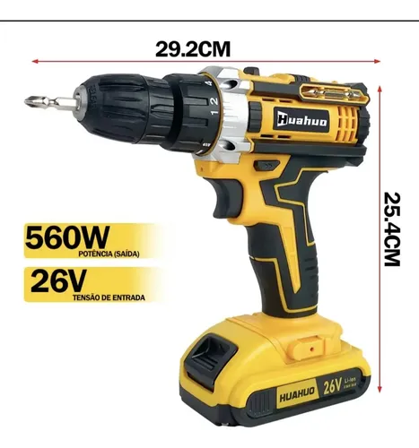 Parafusadeira Furadeira Bateria Huahuo 26v G1-yz-1 | Frete grátis