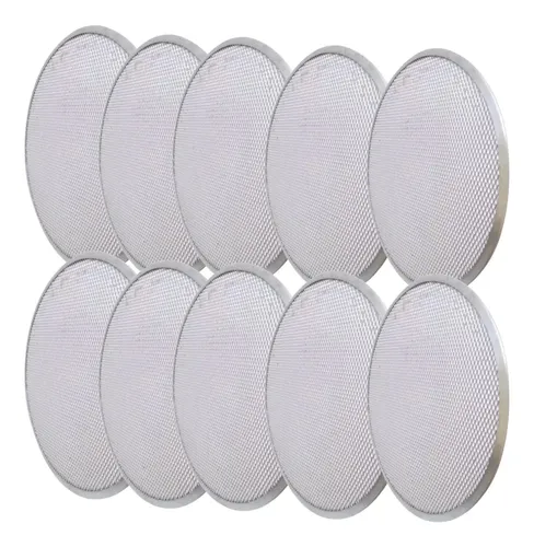 Kit Com 10 Telas Redondas 35cm Para Pizza (alum) Malha 7x15 Alumínio