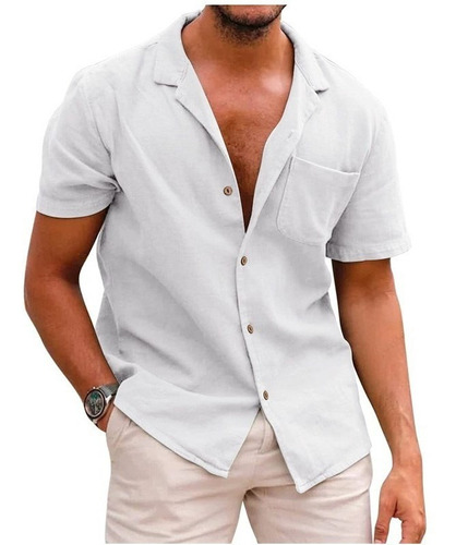 Camisas De Manga Corta De Lino De Moda Para Hombre D