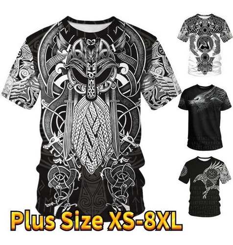 Camiseta De Verano Para Hombre Viking Tattoo Art Polera Co