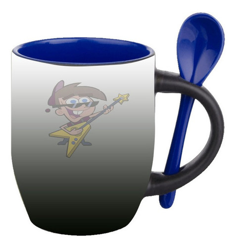 Mug Magico Con Cuchara Dibujos Animados   R196