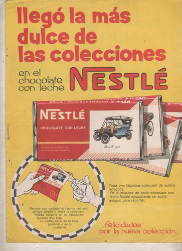 Publicidad De Revista Figuritas * Chocolate Nestle * Autos
