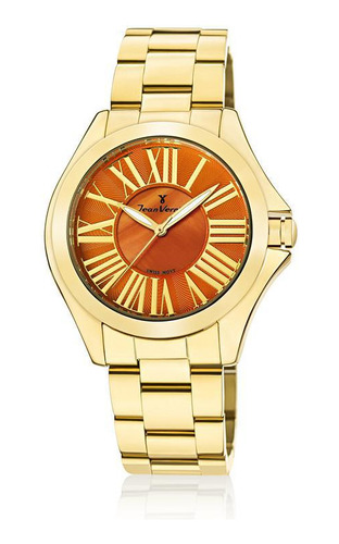 Relógio Pulso Jean Vernier Feminino Aço Dourado Jv011271