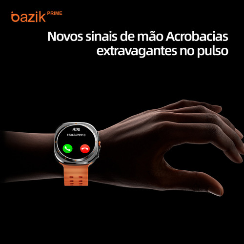 Relógio Inteligente Smartwatch Ultra Bazik Prime Ma27 Masculino E Feminino Smartwatches Para Android, Ios Whatsapp Chatgpt GPS 47mm IP68 1.45"AMOLED 466*466 px