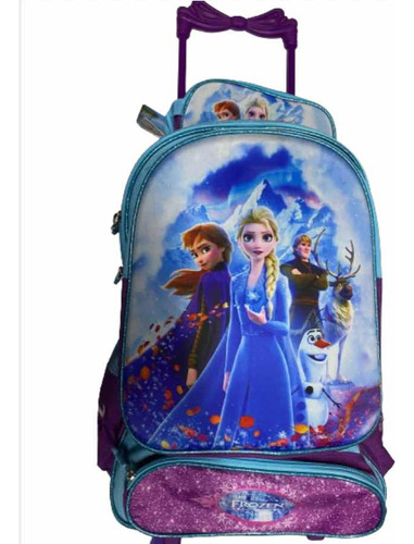 Mochila Frozen Con Ruedas De Relieve Impermeable Más Estuche