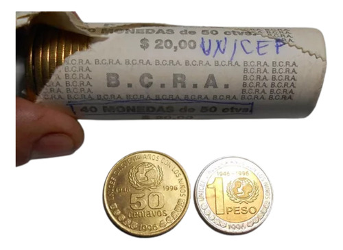 Argentina 50 Centavos Y 1 Peso 1996 Unicef - Sin Circular 