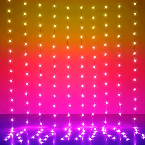 Led Curtain Lights, 10ft X 10ft 300 Led Rgb Color Chang...