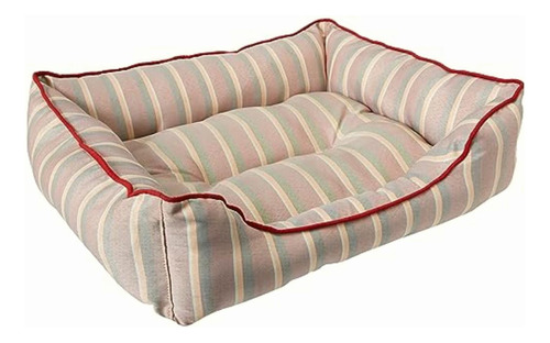 Fancy Pets Cama Total Rayas Con Bies Rojo Para Perro