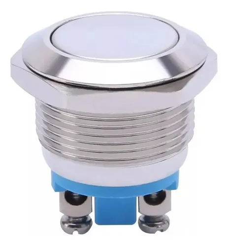 Pulsante Antivandalo INOX 19mm Illuminato con Led Blu