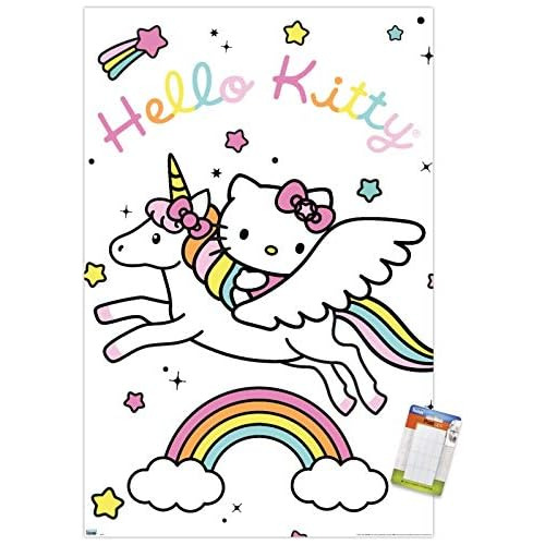 Póster De Pared De Hello Kitty Unicornio, 22.375  X 34...