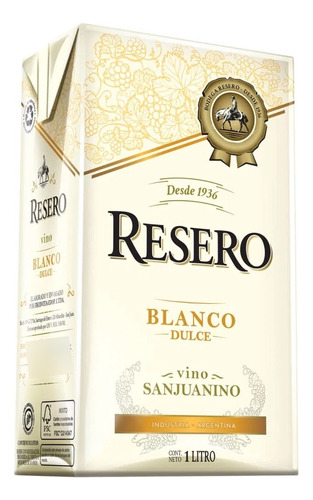 Vino Blanco Resero 1 Litro Tetra Brik X12u