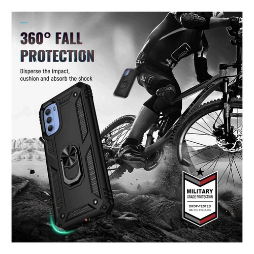 Funda Reforzada Con Anillo Para Modelos De Motorola Negro Moto G200 5g