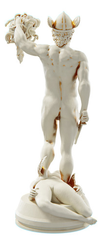 Estátua Perseu Semi Deus Herói Grego - Firenze Cor Cor Mármore Dourado