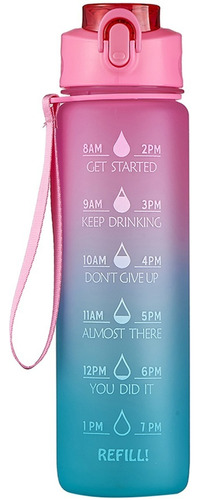 Botella De Agua 1000ml Marcador De Tiempo Motivacional 6239