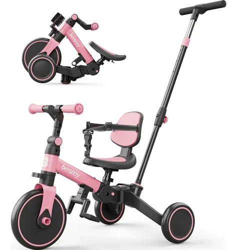 Triciclo Evolutivo 5 En 1 De Fieltro – Desde 1 A 5 Años, Se Transforma De Triciclo A Bicicleta Con O Sin Pedales – Asiento Ajustable Con Cinturón Y Manillar Ergonómico