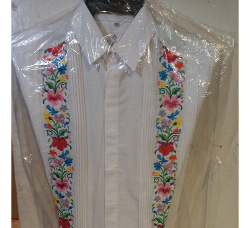 Guayabera Yucateca Primavera Bordado Flores, Envío Gratis 