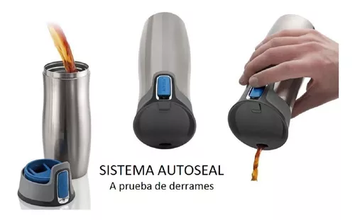 Teorema - Vaso térmico Contigo West Loop 2.0 con capacidad para 473ml.  Cuenta con sistema autoseal que sella automáticamente entre sorbos y botón  de bloqueo 100% a prueba de derrames. Doble pared