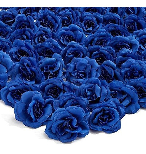 Rosas Artificiales De Seda  Realistas 7.6cm Azul X50u