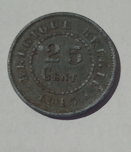 Moneda De 25 Centavos Belgica 1915-fine  1* Guerra M. Km 82