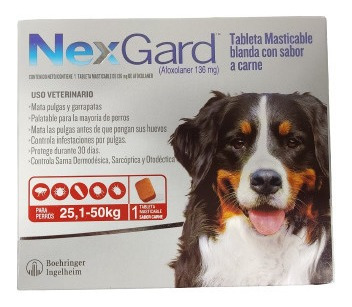 Nexgard 25-50kg. Elimina Pulgas Y Garrapatas.