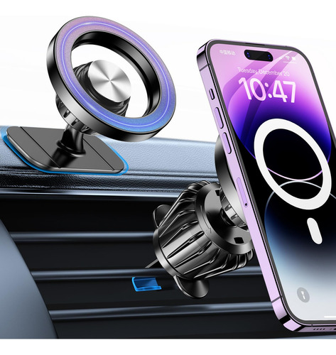 Soporte Magnético Para iPhone Magsafe Para Coche, 20 Superimanes, Soporte Magnético Para Salpicadero De Coche, Rotación De 360°, Soporte De Teléfono Manos Libres, Montaje Para iPhone 15, 14, 13, 12