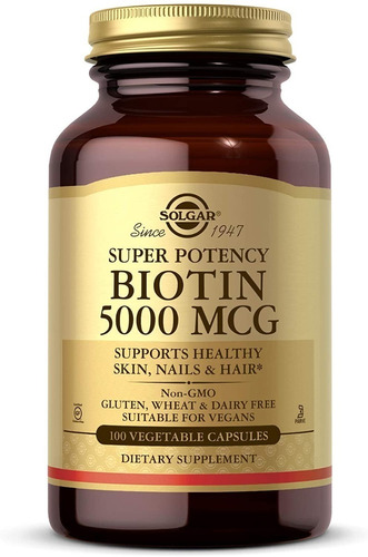 Biotina 5000 Mcg Piel, Uñas Y Cabello 100 Capsulas 