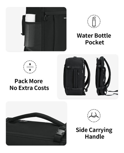 Mochila De Viaje Ecohub De 30 Litros Con Carga Usb Para Portátil De 15,6 Pulgadas, Color Azul