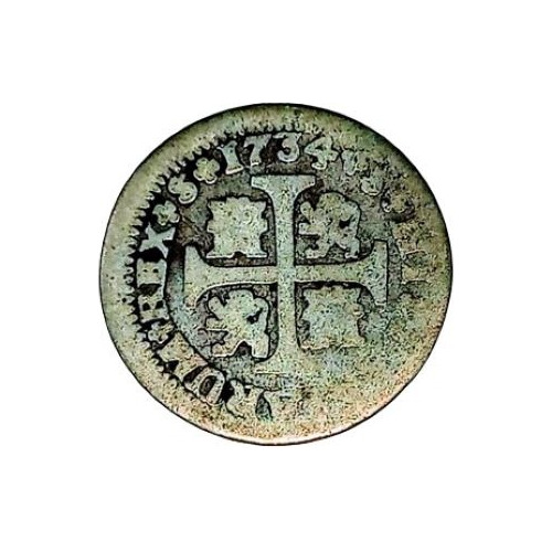Moneda España 1/2 Real Plata 1734 Sevilla Felipe V Fine