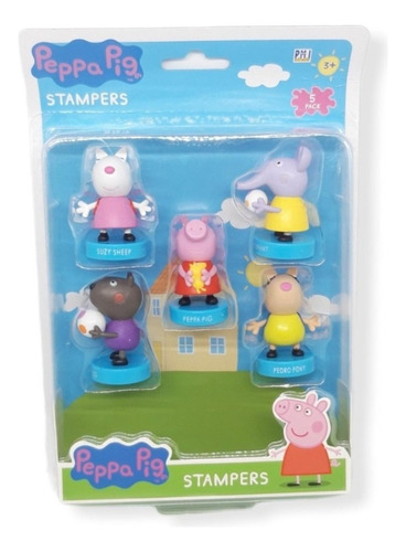 Peppa Pig - Set 5 Figuritas Con Timbres - Sellos - Stampers