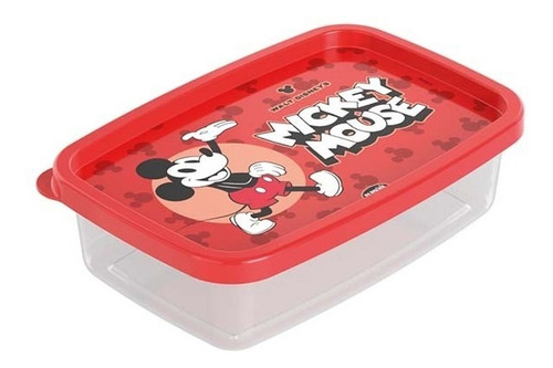 Pote Em Plástico Transparente/vermelho Mickey 620ml-plasutil