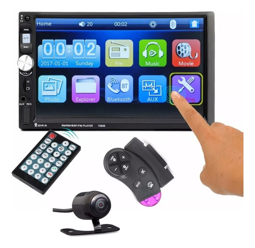 Radio Auto 2 Din Mirror Link Bluetooth+comando Olante+camara