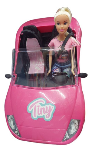 Tiny Auto Con Muñeca 30cm Color Rosa