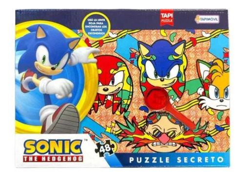 Puzzle Secreto Tapimovil Sonic 48 Piezas Lupa Rompecabezas