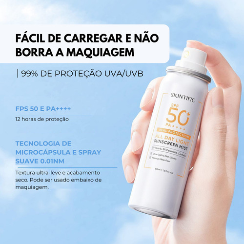 Skintific Protetor Solar Mist Fps 50 Proteção Máxima 120ml