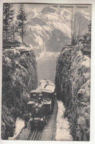 1925 Postal Con Tren Brunigbahn Passhohe Zurich Suiza