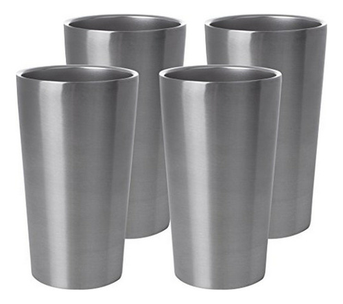 Juego De 4 Vasos De Acero Inoxidable Doble Pared Maxam Kitch