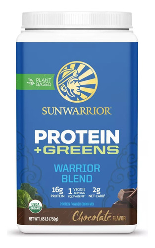 Sunwarrior Warrior Blend+ Greens Proteina Vegetal 750g Sabor Chocolate